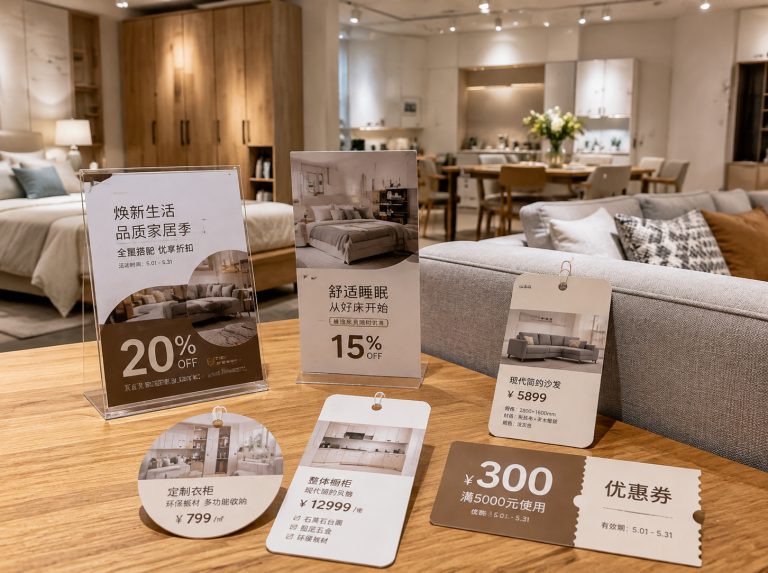 竞秀区家具门店单页海报与吊牌